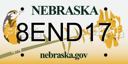8END17 Nebraska License Plate