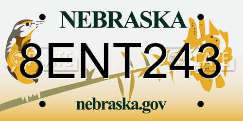 8ENT243 Nebraska License Plate