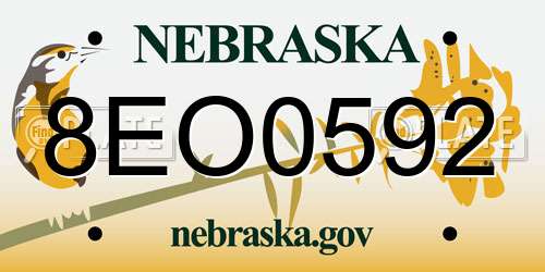 8EO0592 Nebraska License Plate