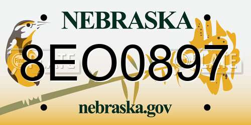8EO0897 Nebraska License Plate