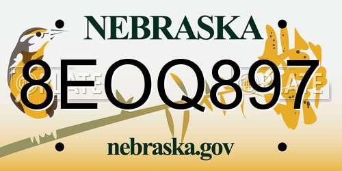 8EOQ897 Nebraska License Plate