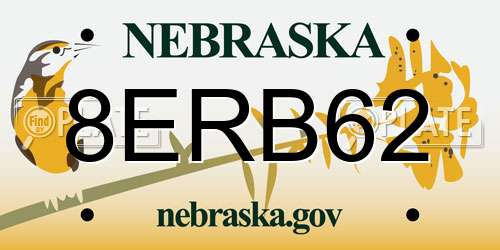 8ERB62 Nebraska License Plate