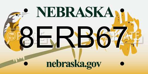 8ERB67 Nebraska License Plate