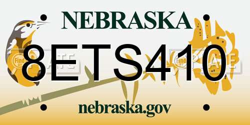 8ETS410 Nebraska License Plate