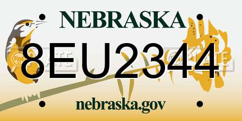 8EU2344 Nebraska License Plate