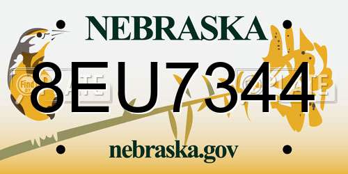 8EU7344 Nebraska License Plate