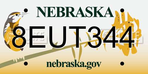 8EUT344 Nebraska License Plate