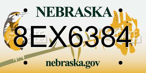 8EX6384 Nebraska License Plate