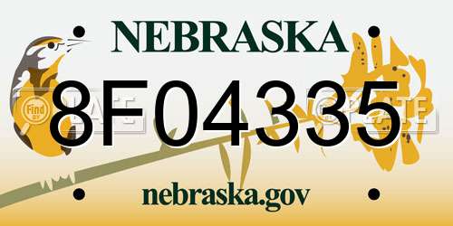 8F04335 Nebraska License Plate