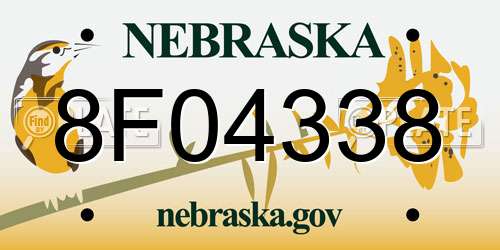 8F04338 Nebraska License Plate