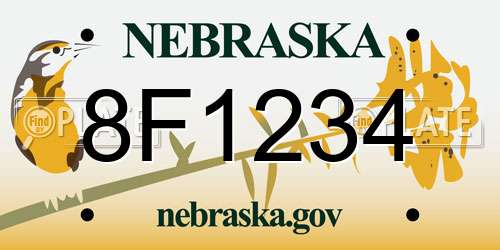 8F1234 Nebraska License Plate