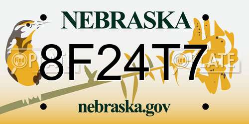 8F24T7 Nebraska License Plate