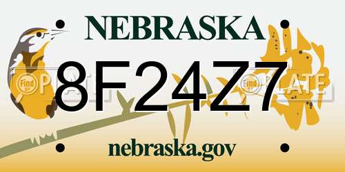 8F24Z7 Nebraska License Plate