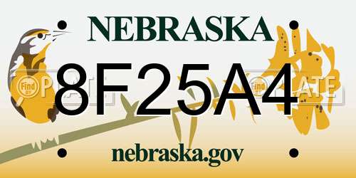 8F25A4 Nebraska License Plate