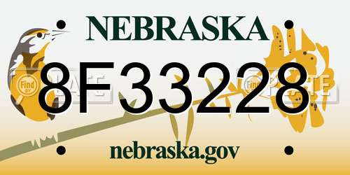 8F33228 Nebraska License Plate