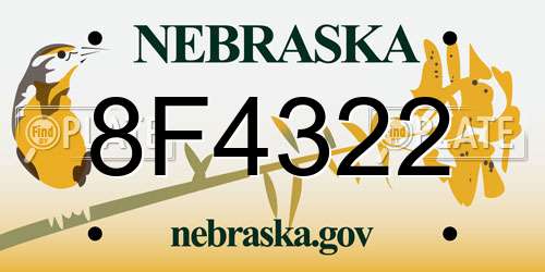 8F4322 Nebraska License Plate