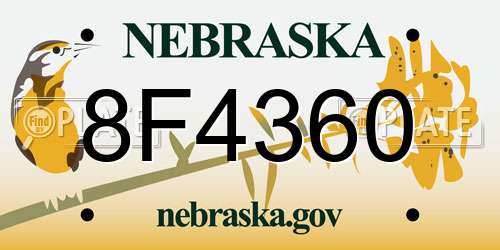 8F4360 Nebraska License Plate