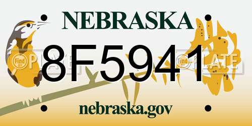 8F5941 Nebraska License Plate