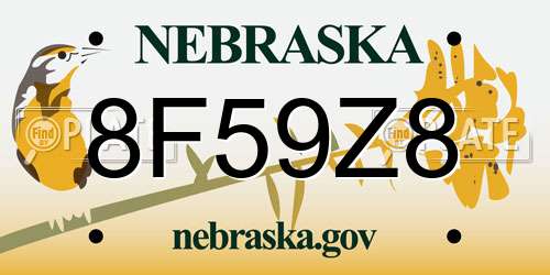 8F59Z8 Nebraska License Plate