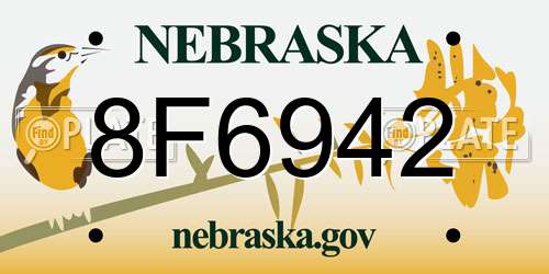 8F6942 Nebraska License Plate