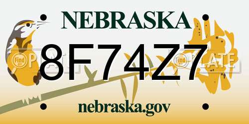 8F74Z7 Nebraska License Plate