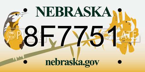 8F7751 Nebraska License Plate