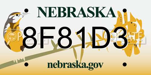 8F81D3 Nebraska License Plate