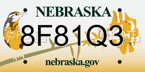 8F81Q3 Nebraska License Plate