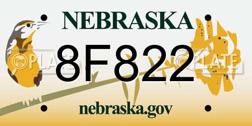 8F822 Nebraska License Plate