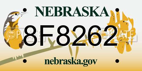 8F8262 Nebraska License Plate