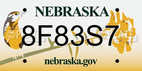 8F83S7 Nebraska License Plate