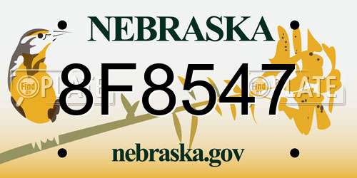 8F8547 Nebraska License Plate