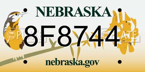 8F8744 Nebraska License Plate