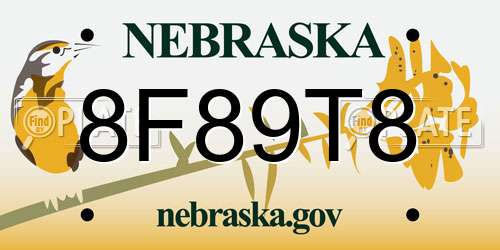 8F89T8 Nebraska License Plate