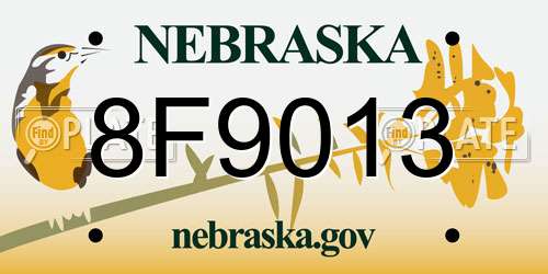 8F9013 Nebraska License Plate