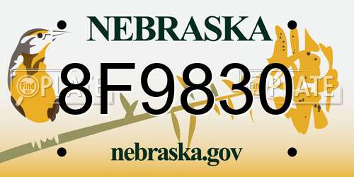 8F9830 Nebraska License Plate