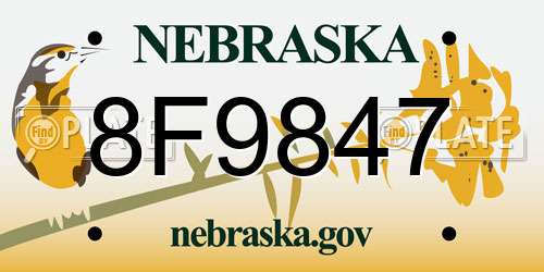 8F9847 Nebraska License Plate