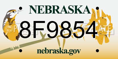 8F9854 Nebraska License Plate