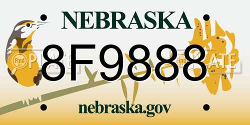 8F9888 Nebraska License Plate