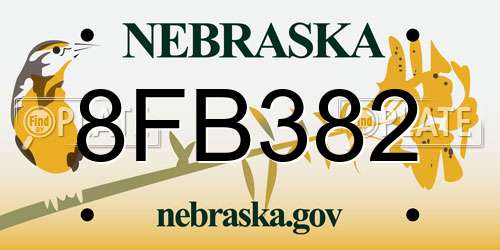 8FB382 Nebraska License Plate
