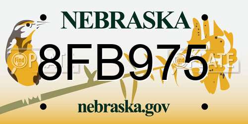 8FB975 Nebraska License Plate