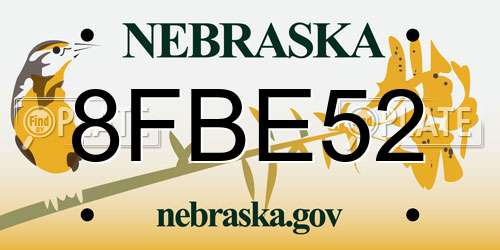 8FBE52 Nebraska License Plate