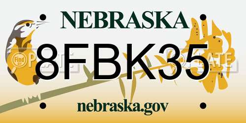 8FBK35 Nebraska License Plate
