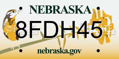 8FDH45 Nebraska License Plate