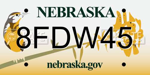 8FDW45 Nebraska License Plate