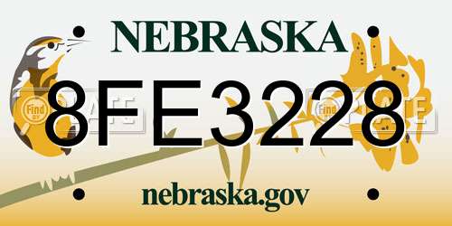 8FE3228 Nebraska License Plate