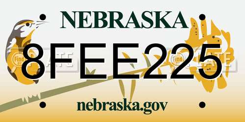 8FEE225 Nebraska License Plate