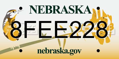 8FEE228 Nebraska License Plate