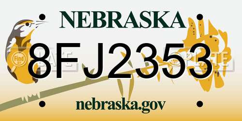 8FJ2353 Nebraska License Plate
