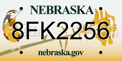 8FK2256 Nebraska License Plate